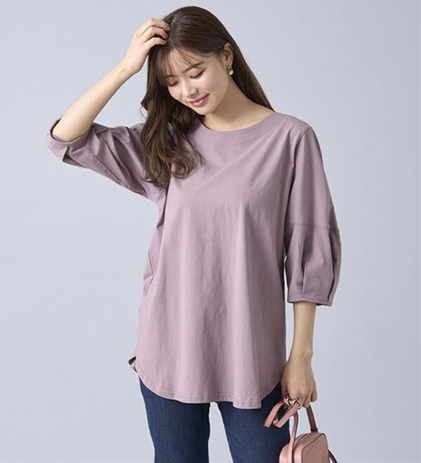 BELLUNA（ベルーナ）の「強撚綿１００％袖デザインプルオーバー（カットソー）」｜詳細画像