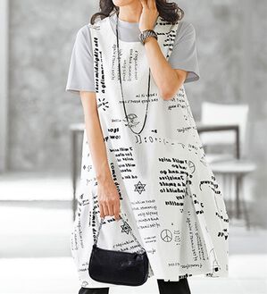 BELLUNA（ベルーナ）の「モダンプリント切替コクーンジャンパードレス（チュニック）」｜オフ白系