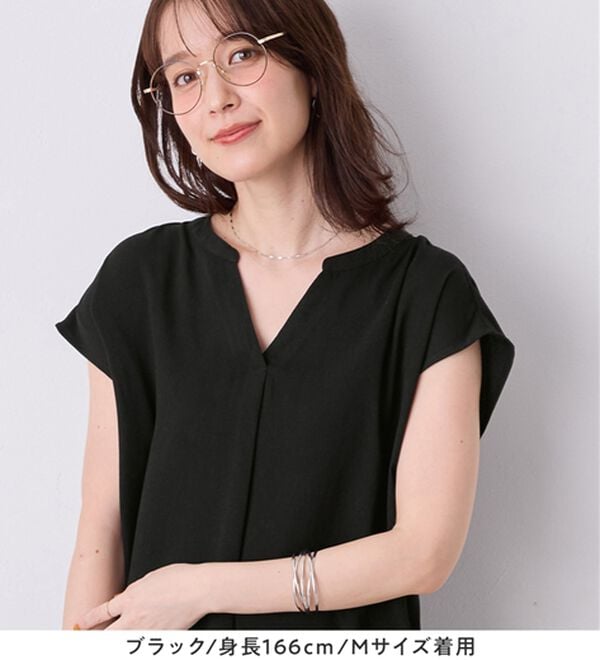 Viola e Viola（ヴィオラ エ ヴィオラ）の「さらさらＥＡＳＹスキッパーフレンチスリーブブラウス（ブラウス）」｜詳細画像