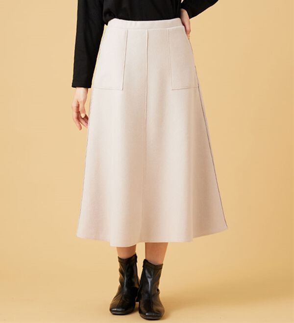BELLUNA（ベルーナ）の「ふんわりメルトン素材ポケット付スカート（ロングスカート）」｜詳細画像