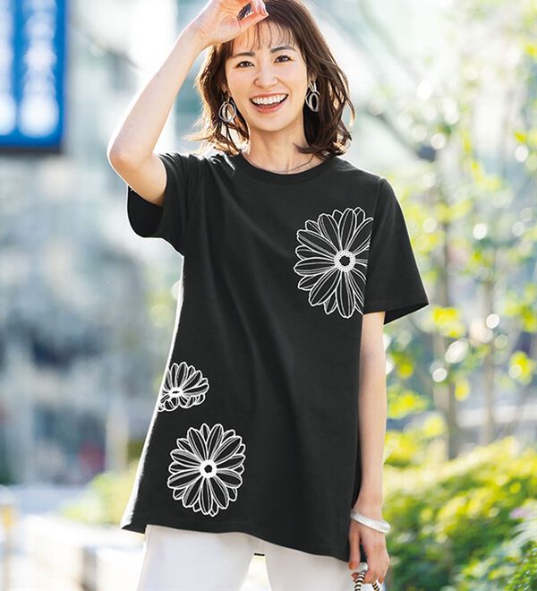 BELLUNA（ベルーナ）の「ひんやリッチコットン大人のおしゃれプリントチュニック（チュニック）」｜詳細画像