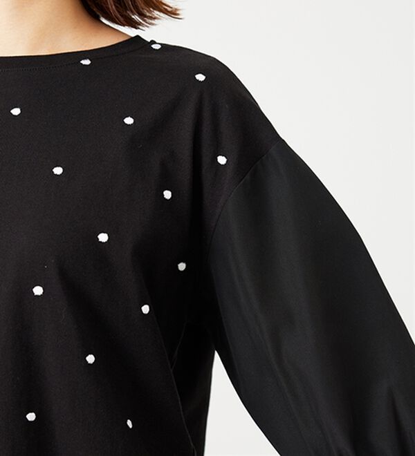 BELLUNA（ベルーナ）の「ドット刺しゅうデザイン袖切替プルオーバー（カットソー）」｜詳細画像