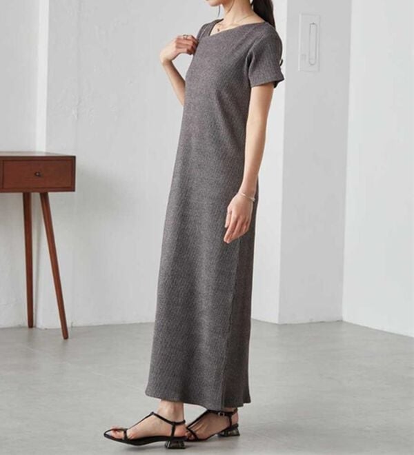 RANAN（ラナン）の「アシメネックハーフスリーブリブワンピース（その他ワンピース）」｜詳細画像