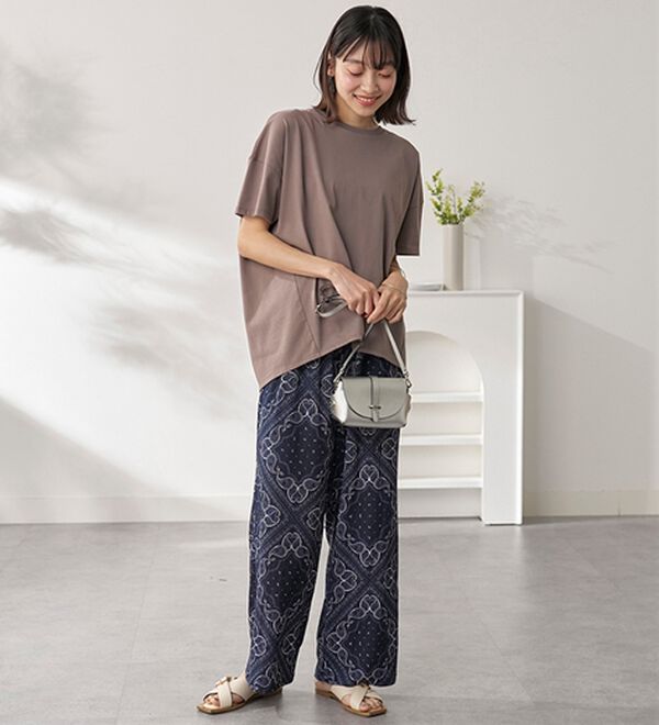 BELLUNA（ベルーナ）の「楊柳サラサラ素材プリントイージーパンツ（フルレングスパンツ）」｜詳細画像