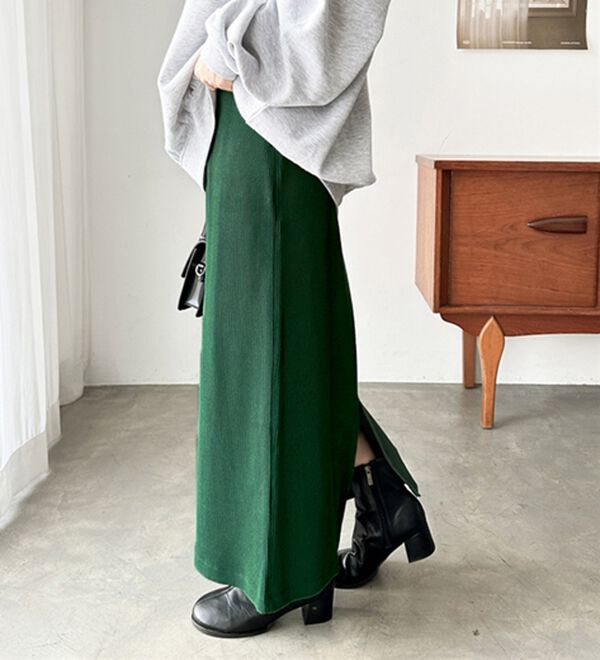 GeeRA（ジーラ）の「【着回し力◎】楽ちんすっきり見え！リブロングスカート（ロングスカート）」｜詳細画像