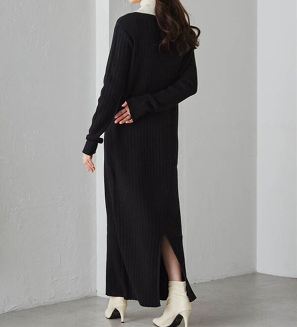 RANAN（ラナン）の「ポロカラーリブニットワンピース（ロングワンピース）」｜詳細画像