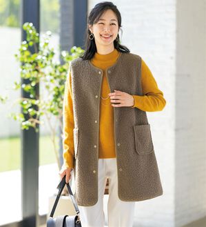 ルフラン（ルフラン）の「軽くて暖か！裏チェックリバーシブルベスト（ベスト）」｜モカ系