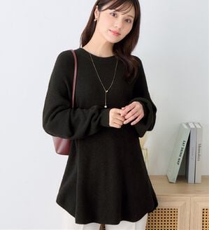 alotta（アロッタ）の「ふんわり裾ラウンドゆるニットチュニック（チュニック）」｜ブラック