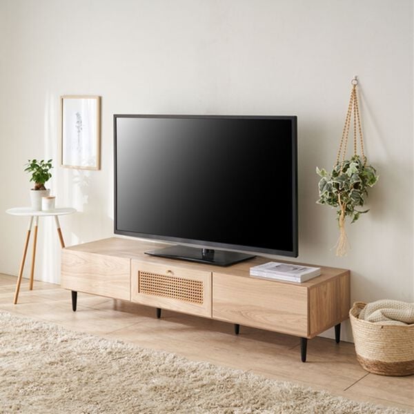 iellio（イエリオ）の「ラタン調テレビ台＜テレビ台・ローボード・テレビボード・90cm・120cm・150cm・収納棚・テレビラック・ＴＶ台・パソコン台＞（リビング収納）」｜ナチュラルオーク