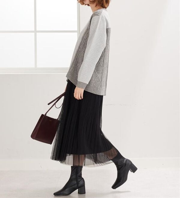 BELLUNA（ベルーナ）の「チュール素材プリーツスカート（ロングスカート）」｜詳細画像