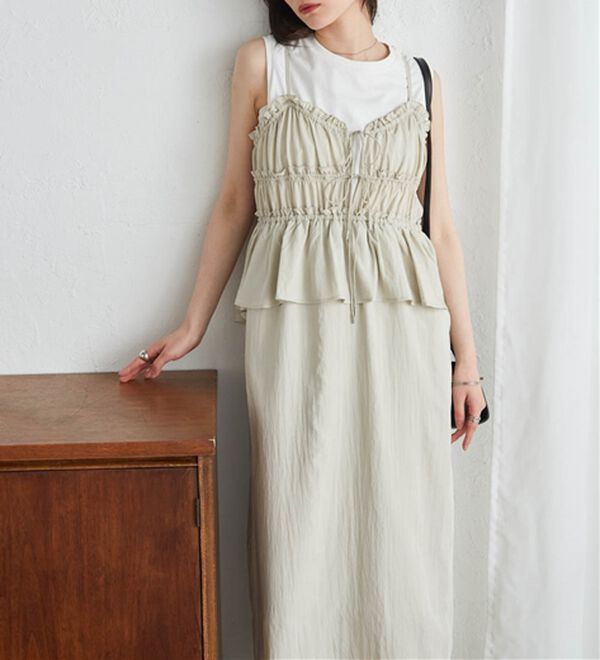 RANAN（ラナン）の「リボンギャザーペプラムナローワンピ（その他ワンピース）」｜詳細画像