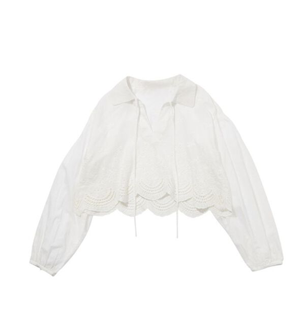 GeeRA（ジーラ）の「刺しゅうデザインショート丈ブラウス（ブラウス）」｜詳細画像