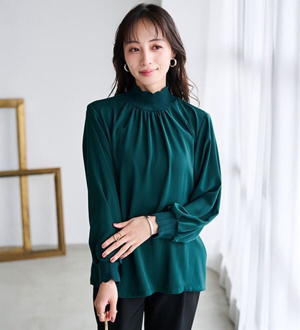 RANAN（ラナン）の「スカラップリブニット使いブラウス（ブラウス）」｜詳細画像