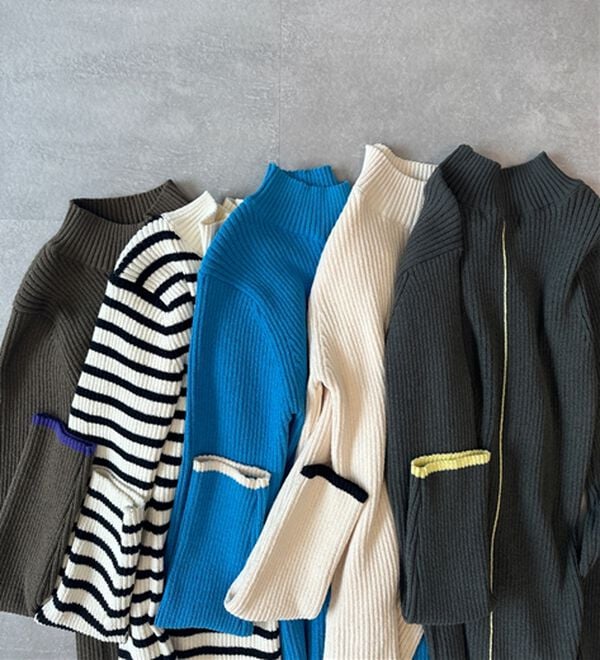 RANAN（ラナン）の「もちもちリブパイピングハイネックニット（ニット・セーター）」｜詳細画像