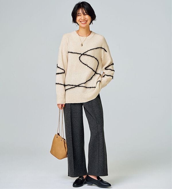 BELLUNA（ベルーナ）の「圧縮ニット素材ワイドパンツ（ワイドパンツ・ガウチョ）」｜詳細画像