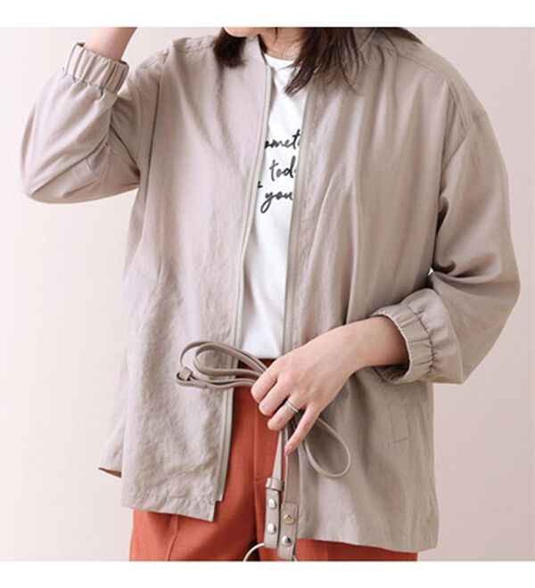 BELLUNA（ベルーナ）の「ビンテージ素材ジッパージャケット（その他ジャケット）」｜グレージュ