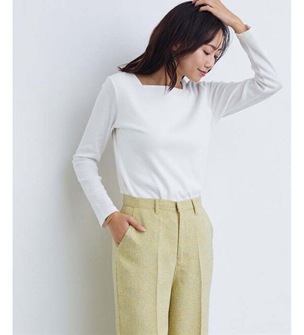 Pierrot（ピエロ）の「【選べる３ネック】華奢見えテレコリブカットソー（カットソー）」｜詳細画像