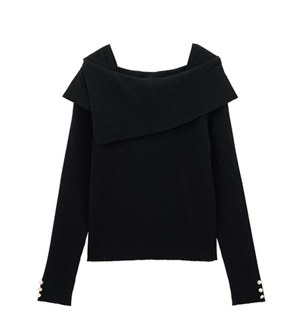 RANAN（ラナン）の「アシメオフショルリブニット（ニット・セーター）」｜詳細画像