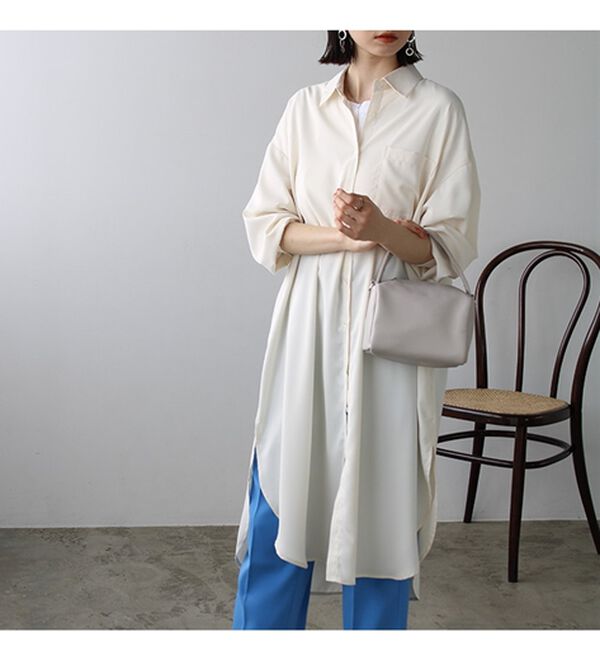 GeeRA（ジーラ）の「スリット入りロングシャツワンピース（シャツワンピース）」｜詳細画像