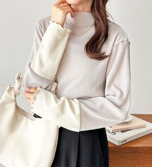 GeeRA（ジーラ）の「異素材ドッキング配色メロープルオーバー（カットソー）」｜詳細画像