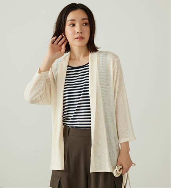 BELLUNA（ベルーナ）の「メッシュ素材トッパーカーディガン（ニットカーディガン）」｜詳細画像