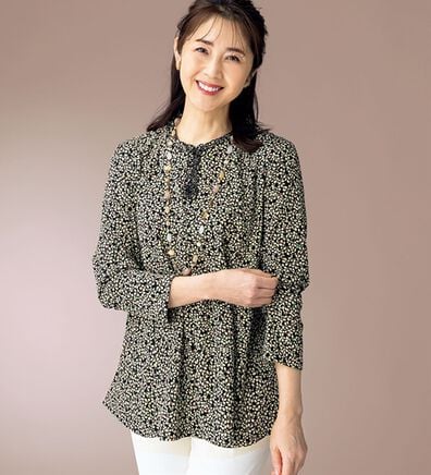 ルフラン（ルフラン）の「日本製ニットちりめんブラウス＜華蓮～かれん～＞（ブラウス）」