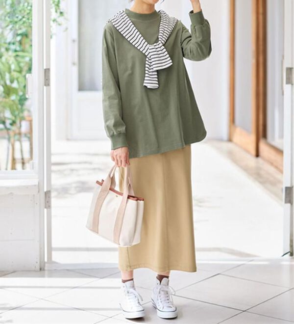 BELLUNA（ベルーナ）の「綿１００腰まわりゆったりリブデザインチュニック（カットソー）」｜詳細画像