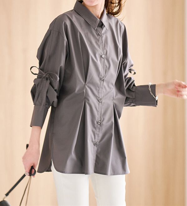 RANAN（ラナン）の「ウエストタック袖リボンシャツ（シャツ）」｜詳細画像