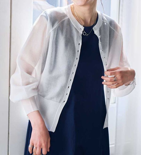 RANAN（ラナン）の「シルバーボタンシアーニットカーデ（ニットカーディガン）」｜詳細画像