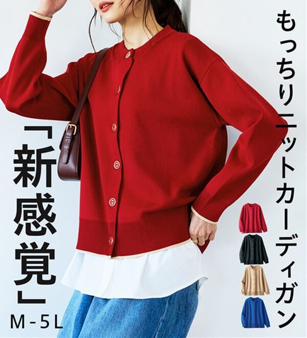 BELLUNA（ベルーナ）の「【快適Ｌａｂ．】洗える！軽い！配色使いニットカーディガン（ニットカーディガン）」｜詳細画像