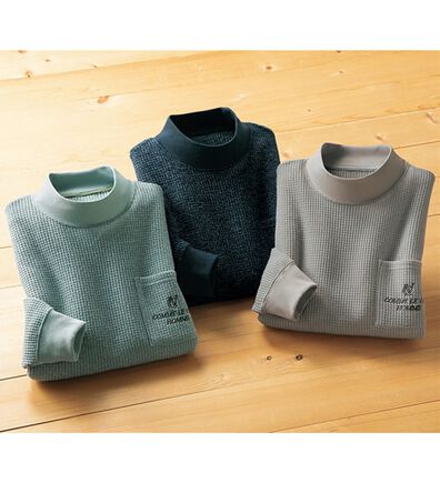 「【３色組】＜コムルヴァン・オム＞この時期に嬉しい！裏起毛ワッフルハイネック（メンズカットソー）」
