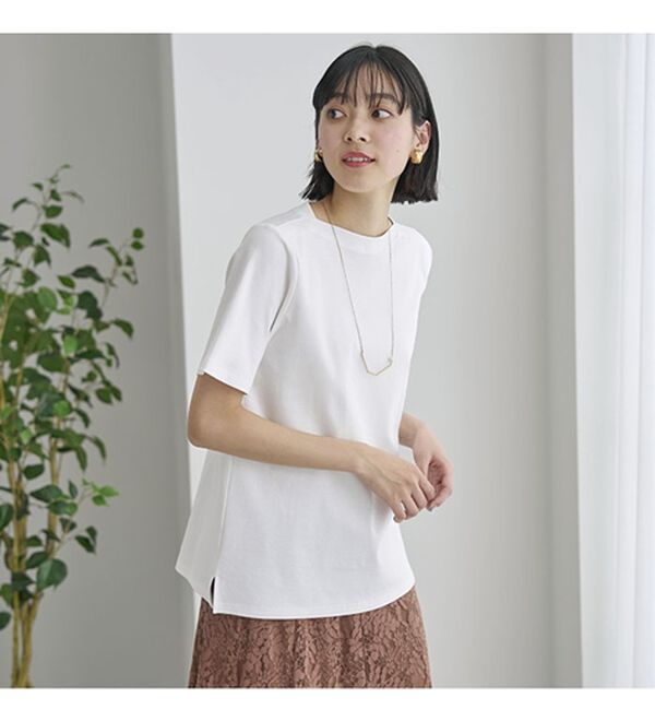 BELLUNA（ベルーナ）の「艶やか綿１００％シンプルプルオーバー（カットソー）」｜詳細画像