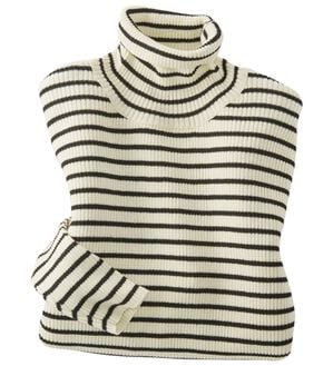 BELLUNA（ベルーナ）の「＜＆ｃｏｃｏｃｈｉ＞ハピネスコットン１００％&times;吸湿発熱リブタートルニット（ニット・セーター）」｜白&times;黒