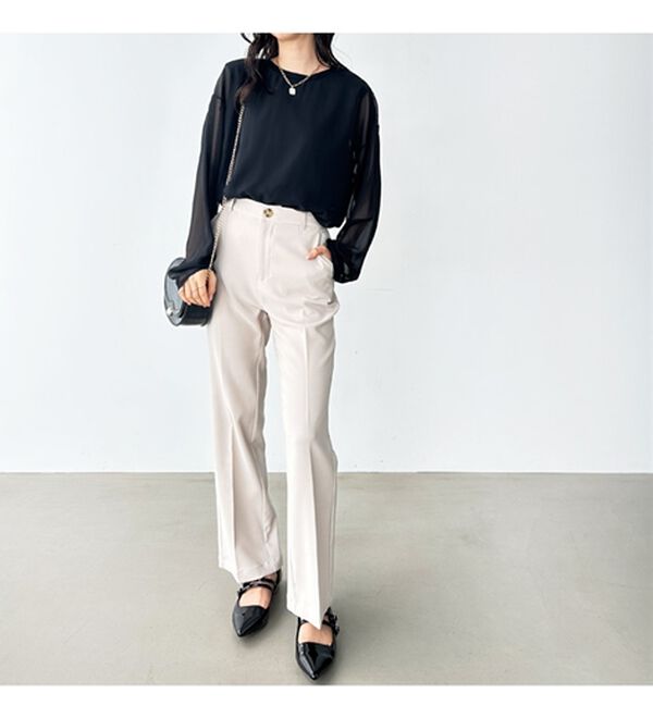 GeeRA（ジーラ）の「楽ちん＆キレイ見え美脚フレアーパンツ（フルレングスパンツ）」｜詳細画像