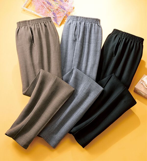 ルフラン（ルフラン）の「【３本組】日本製ウール調上品パンツ（フルレングスパンツ）」｜3本組