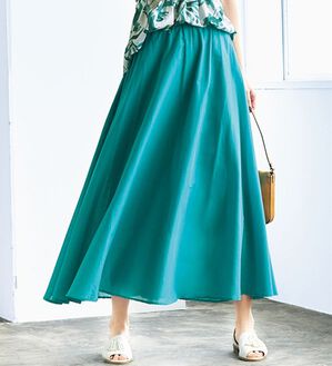 VINNO（ヴィノ）の「綿ボイルサーキュラーマキシスカート（ロングスカート）」｜ターコイズ