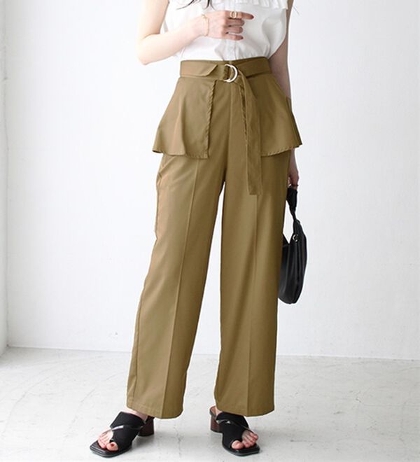 GeeRA（ジーラ）の「レイヤードラップパンツ（フルレングスパンツ）」｜ベージュ