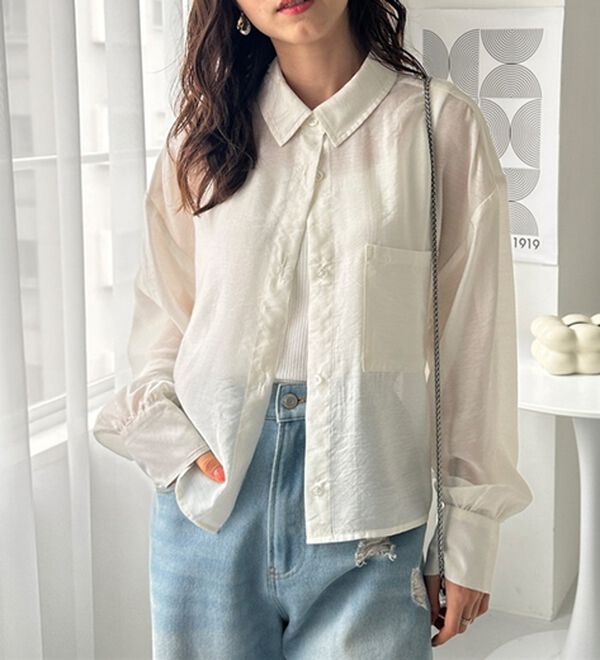 GeeRA（ジーラ）の「着回し自在シアーショートシャツ（シャツ）」｜詳細画像