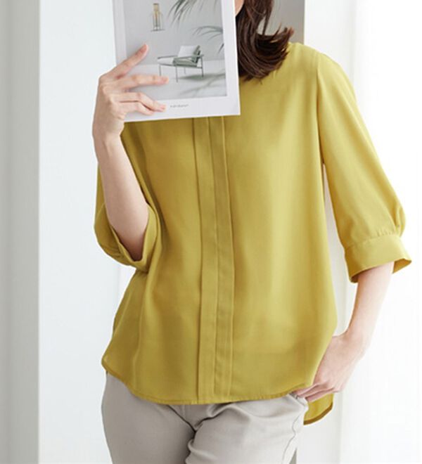 BELLUNA（ベルーナ）の「【接触冷感】機能付ジョーゼット素材キーネックブラウス（ブラウス）」｜詳細画像