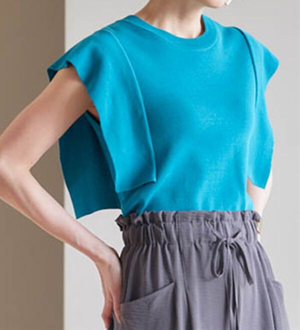 RANAN（ラナン）の「ひんやり！スクエアスリーブサマーニット（ニット・セーター）」｜詳細画像