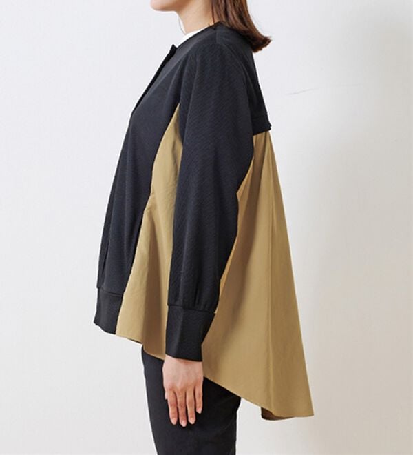 BELLUNA（ベルーナ）の「【Ｌａｇｒｉｌｕａ】異素材切替バックフレアー配色カーディガン（その他カーディガン）」｜詳細画像