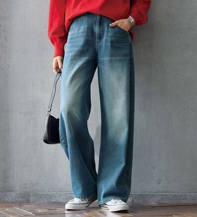 BELLUNA（ベルーナ）の「オシャレに見えるカーブデニムパンツ（ワイドパンツ・ガウチョ）」