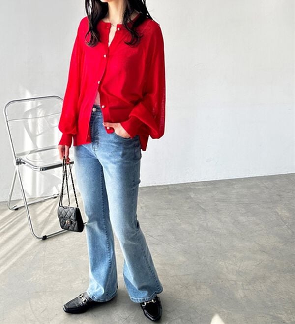 GeeRA（ジーラ）の「ゴールドボタンシアーカーディガン（ニットカーディガン）」｜詳細画像