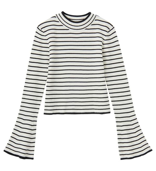 GeeRA（ジーラ）の「フレア袖ラメリブショートニットトップス（ニット・セーター）」｜詳細画像