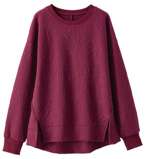 BELLUNA（ベルーナ）の「花柄ふくれジャカードプルオーバー（カットソー）」｜ボルドー