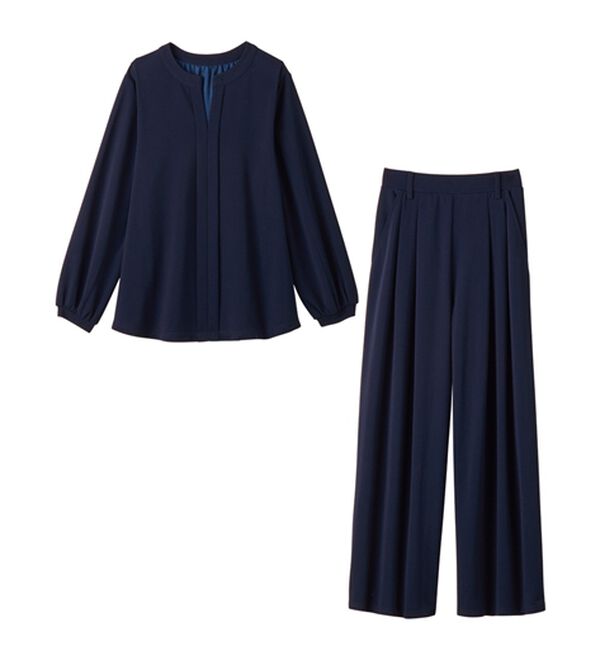 Viola e Viola（ヴィオラ エ ヴィオラ）の「【２点セット】入卒も！お仕事も！楽ちんスキッパーブラウス（ブラウススーツ）」｜詳細画像