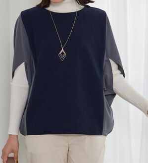 BELLUNA（ベルーナ）の「体型カバー！ポンチョプルオーバー（カットソー）」｜ネイビー