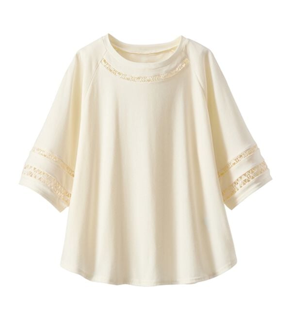 BELLUNA（ベルーナ）の「衿＆袖ハシゴレース使いプルオーバー（カットソー）」｜アイボリー