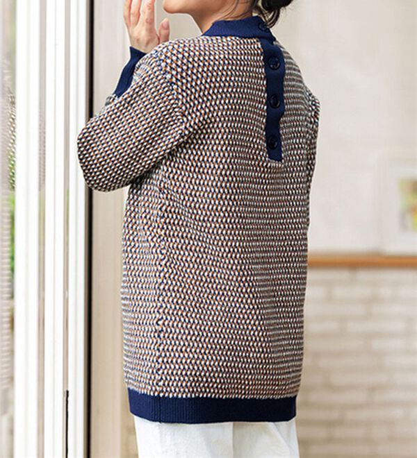 ルフラン（ルフラン）の「【２色組】バックボタン使いジャカードセーター＜ミルネ＞（ニット・セーター）」｜詳細画像