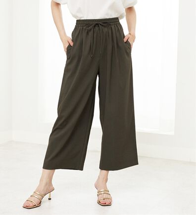 BELLUNA（ベルーナ）の「【接触冷感・UV対策】涼感スラブ調素材ドロストワイドパンツ（ワイドパンツ・ガウチョ）」